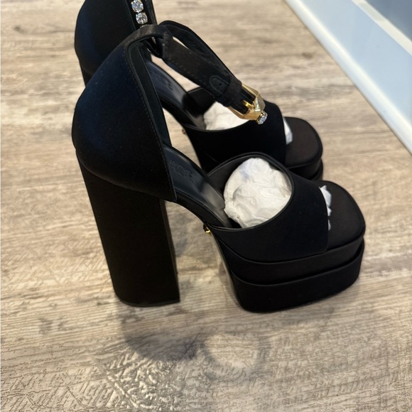 Versace Medusa Aevitas Satin Platform Heels with embellished Ankle Strap $1,085 - Picture 10 of 13